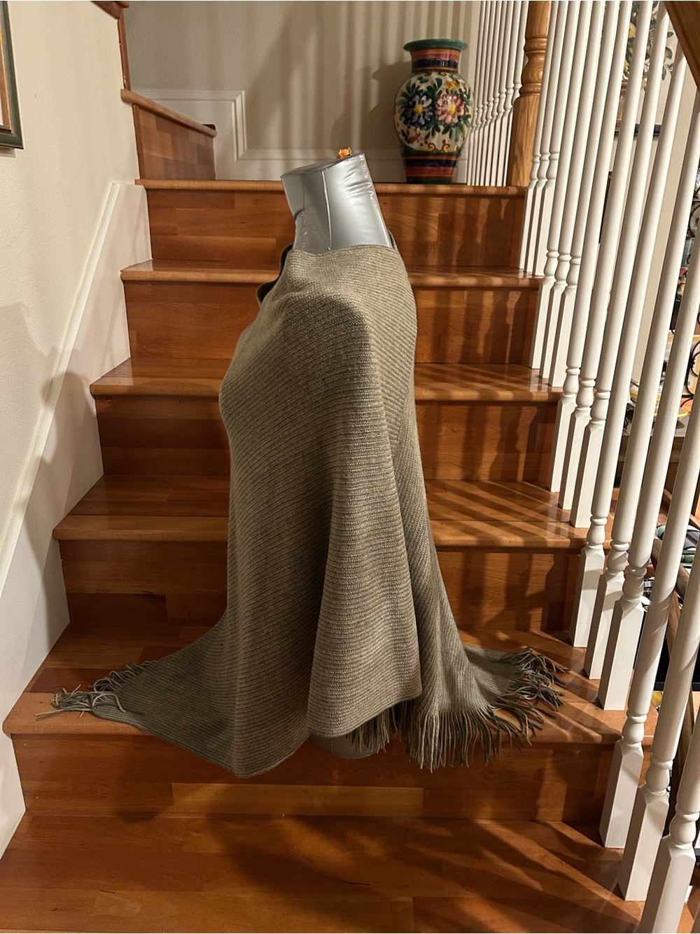 Steve Madden Olive Fringe Knit Poncho - Picture 3 of 7